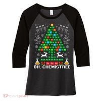 Oh Chemistree Christmas Chemistry Science Periodic Table Women's Tri-Blend 3/4-Sleeve Raglan Shirt thumb 0