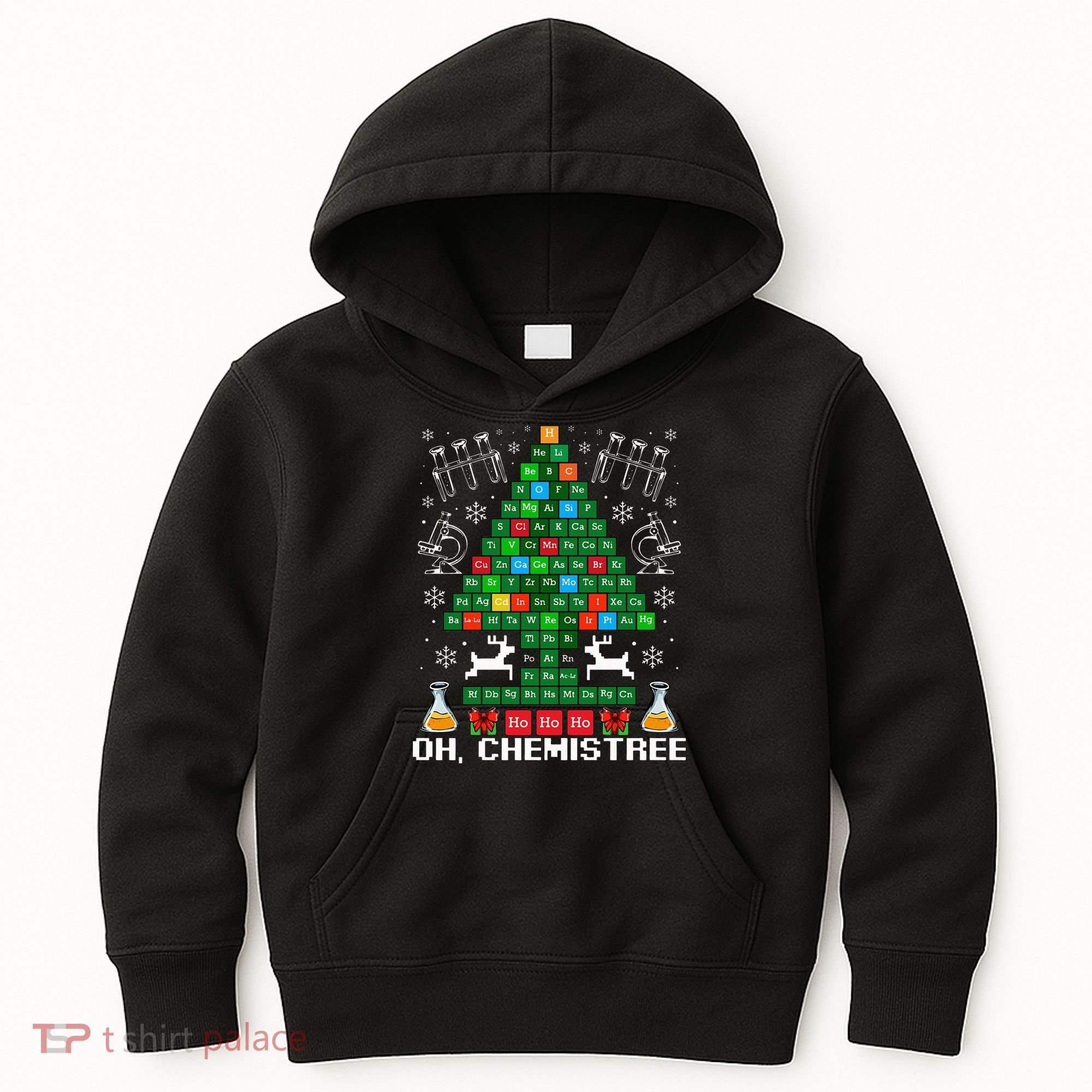 Oh Chemistree Christmas Chemistry Science Periodic Table Kids Hoodie