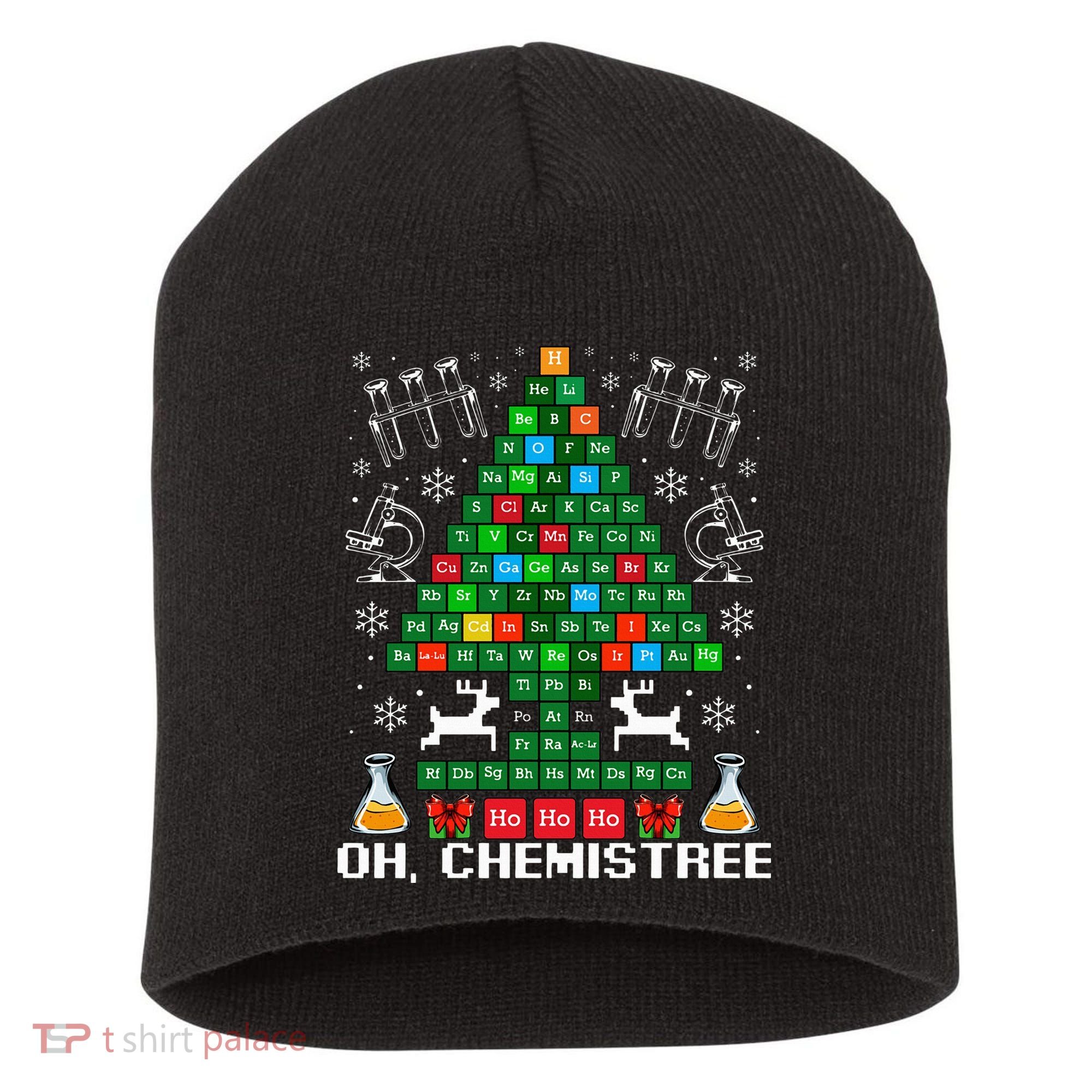 Oh Chemistree Christmas Chemistry Science Periodic Table Short Acrylic Beanie
