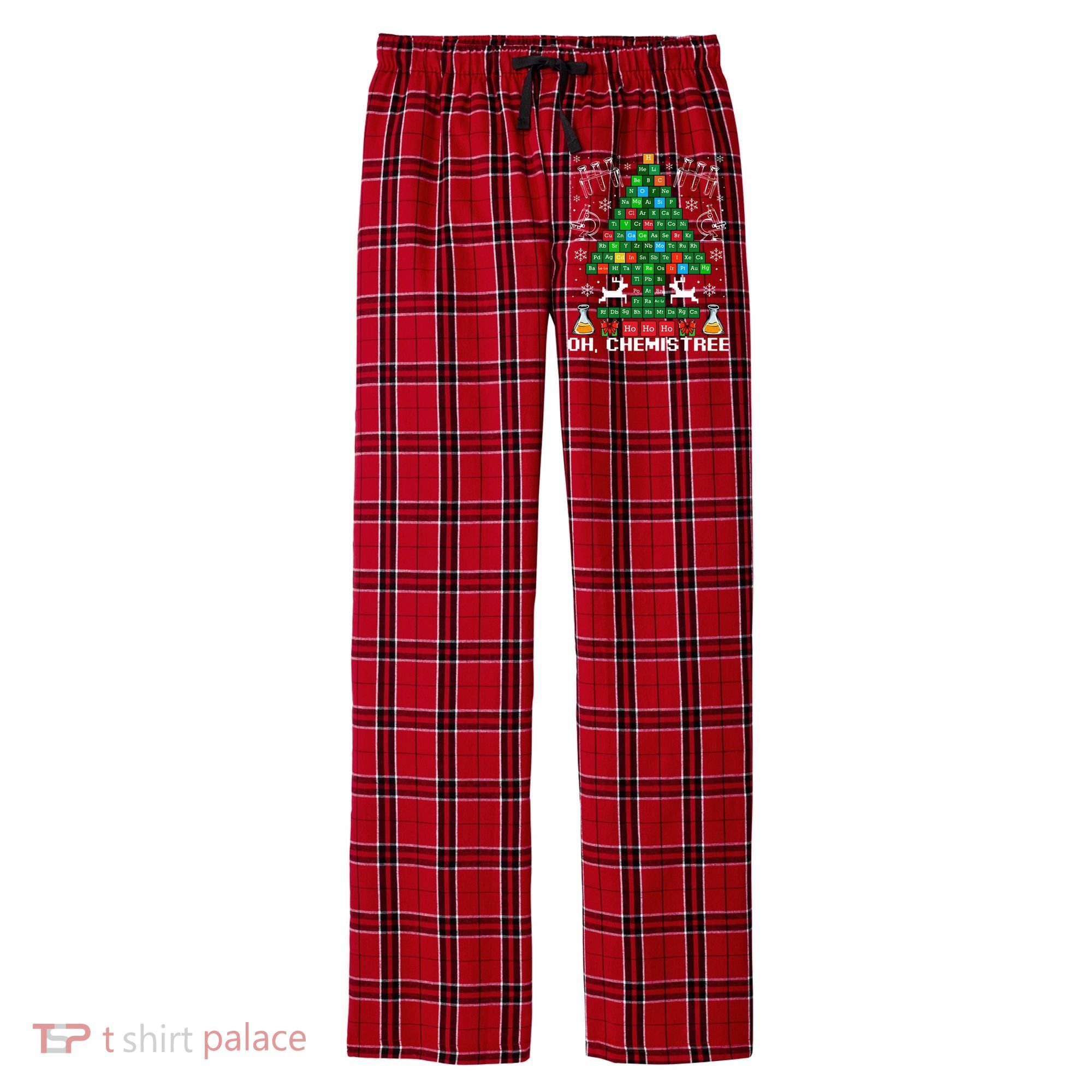 Oh Chemistree Christmas Chemistry Science Periodic Table Men's Flannel Plaid Pajama Pants