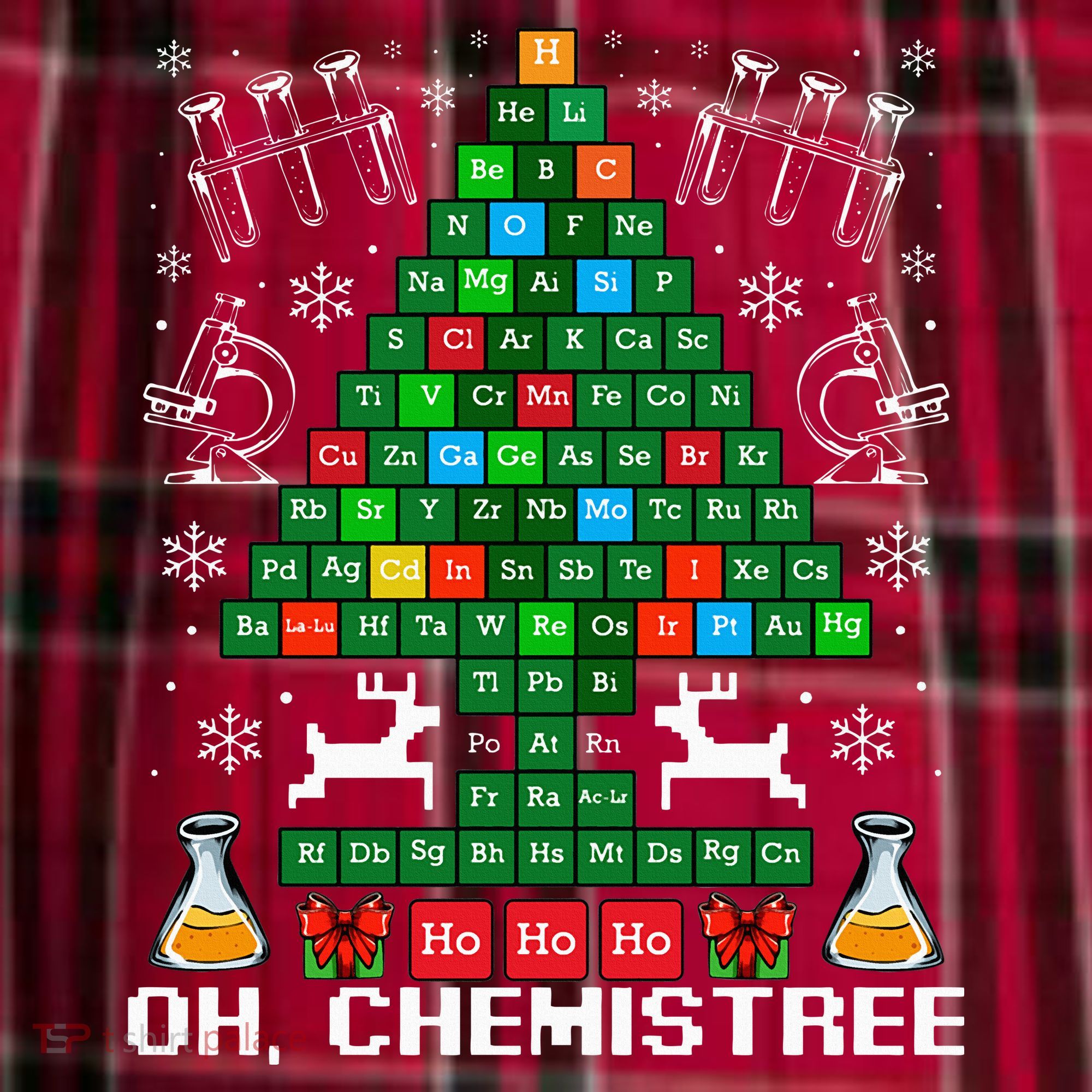 Oh Chemistree Christmas Chemistry Science Periodic Table Women's Flannel Plaid Pajama Pants