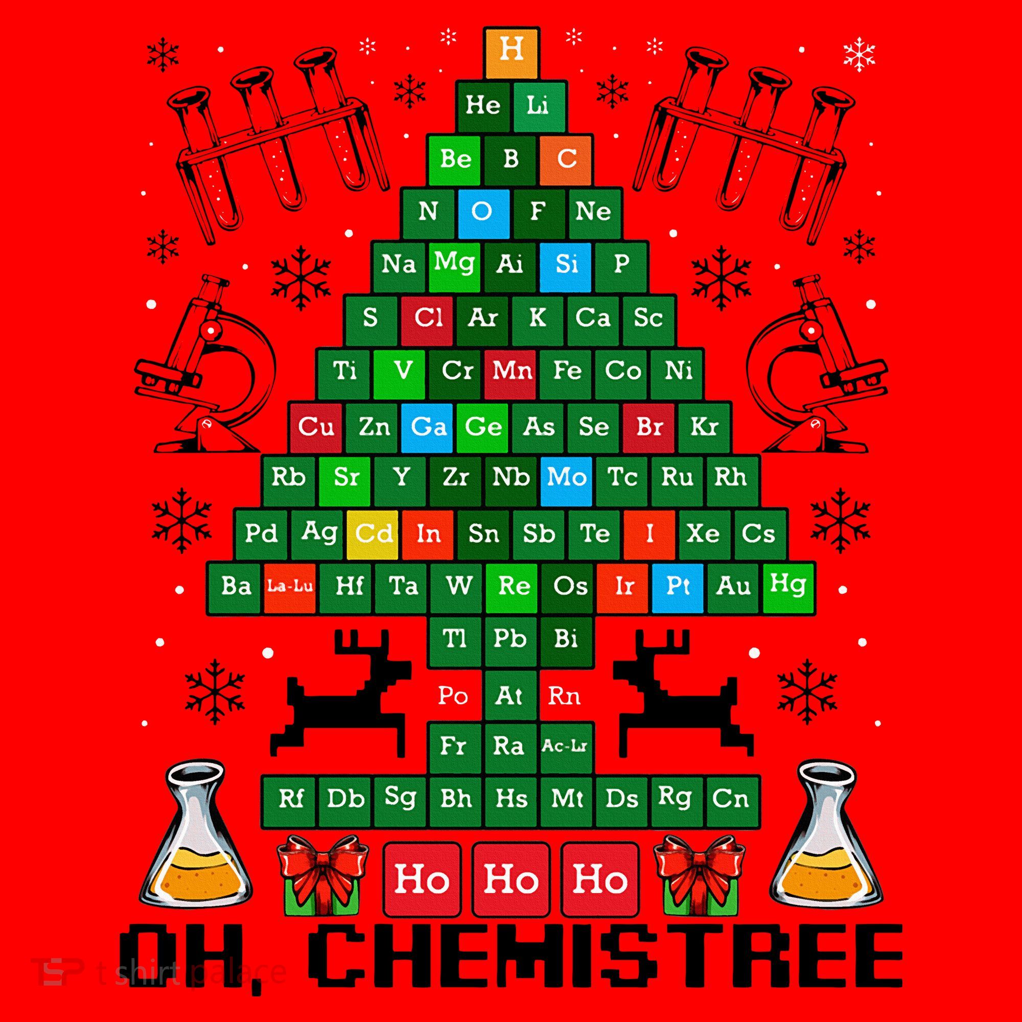 Oh Chemistree Christmas Chemistry Science Periodic Table Santa Hat