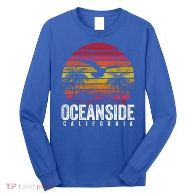 Oceanside California Ca Vintage Retro Distressed Style Gift Long Sleeve Shirt