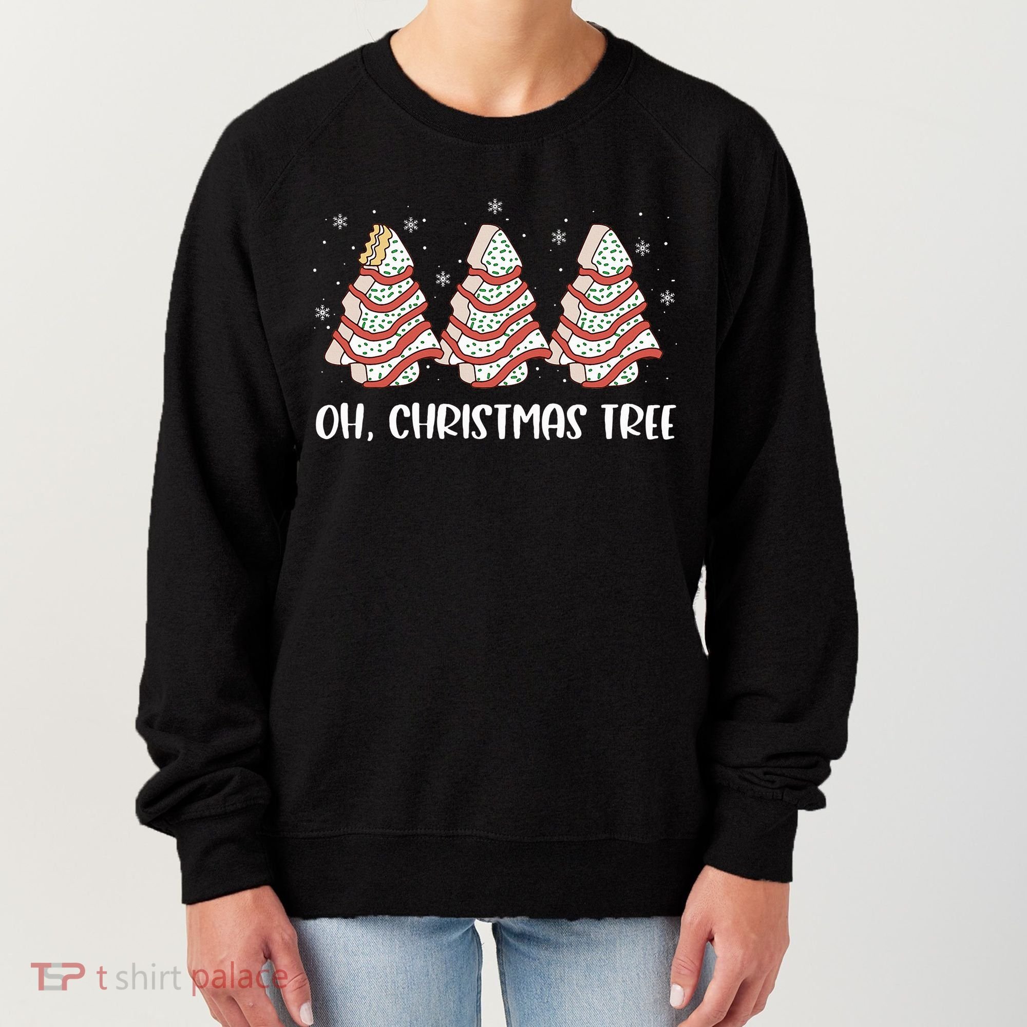 Oh Christmas Cakes Tree Funny Christmas Snack Cake  Women's Sweatshirt