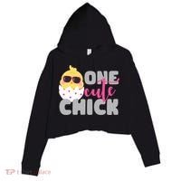 One Cute Chick Funny Crop Fleece Hoodie thumb 0