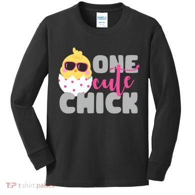 One Cute Chick Funny Kids Long Sleeve Shirt