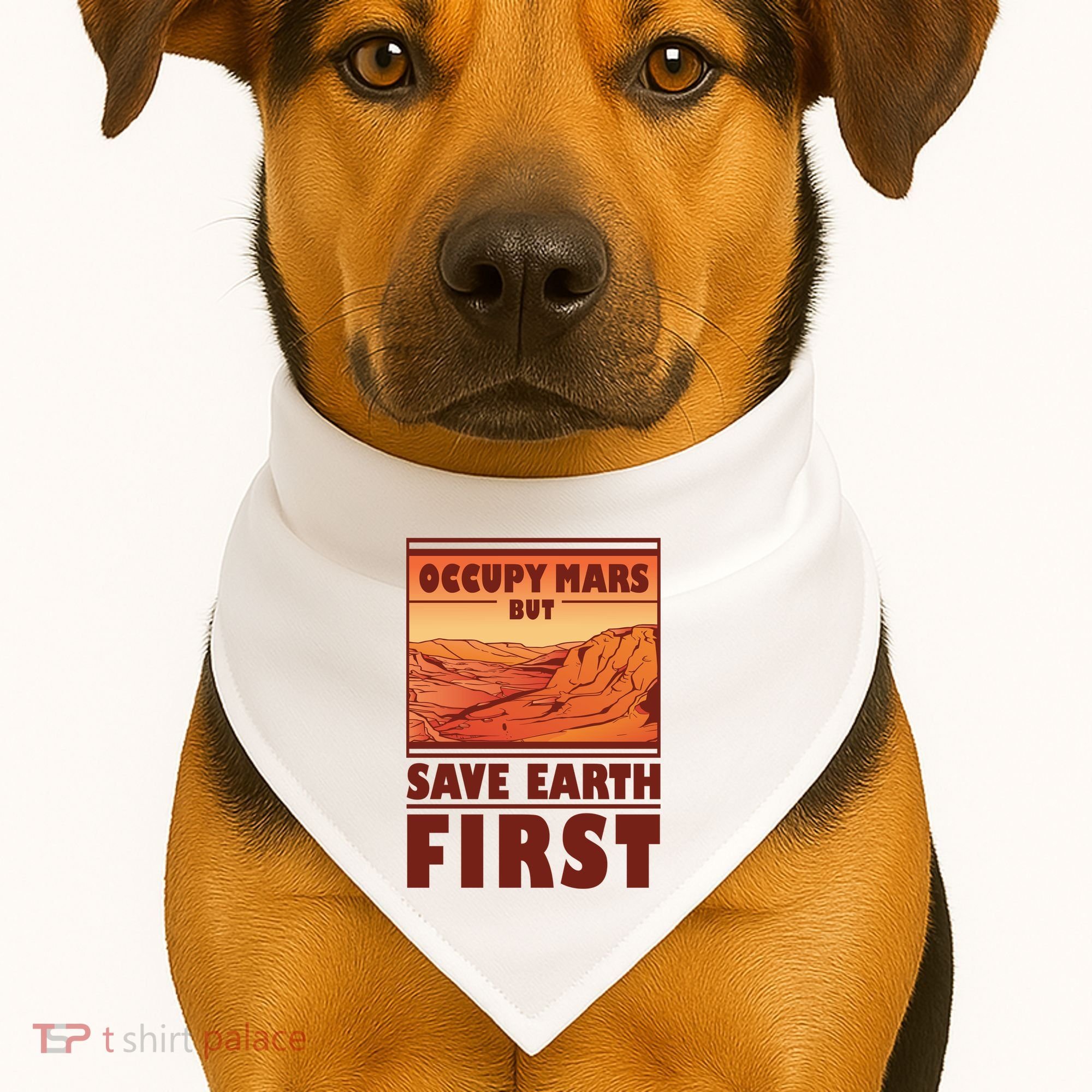 Occupy Mars But Save Earth First USA-Made Doggie Bandana