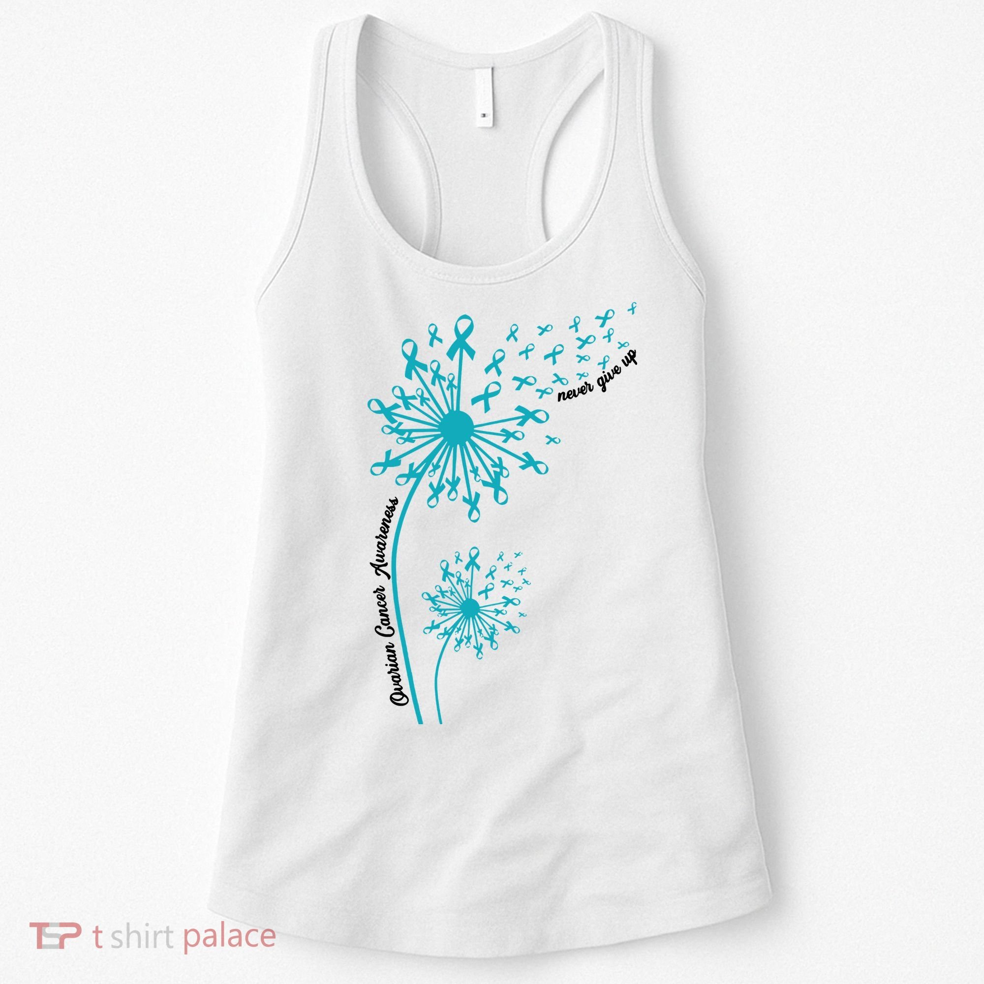 Ovarian Cancer Dandelion Teal Ribbon Ovarian Cancer Ovarian Survivor Women's Tank Top