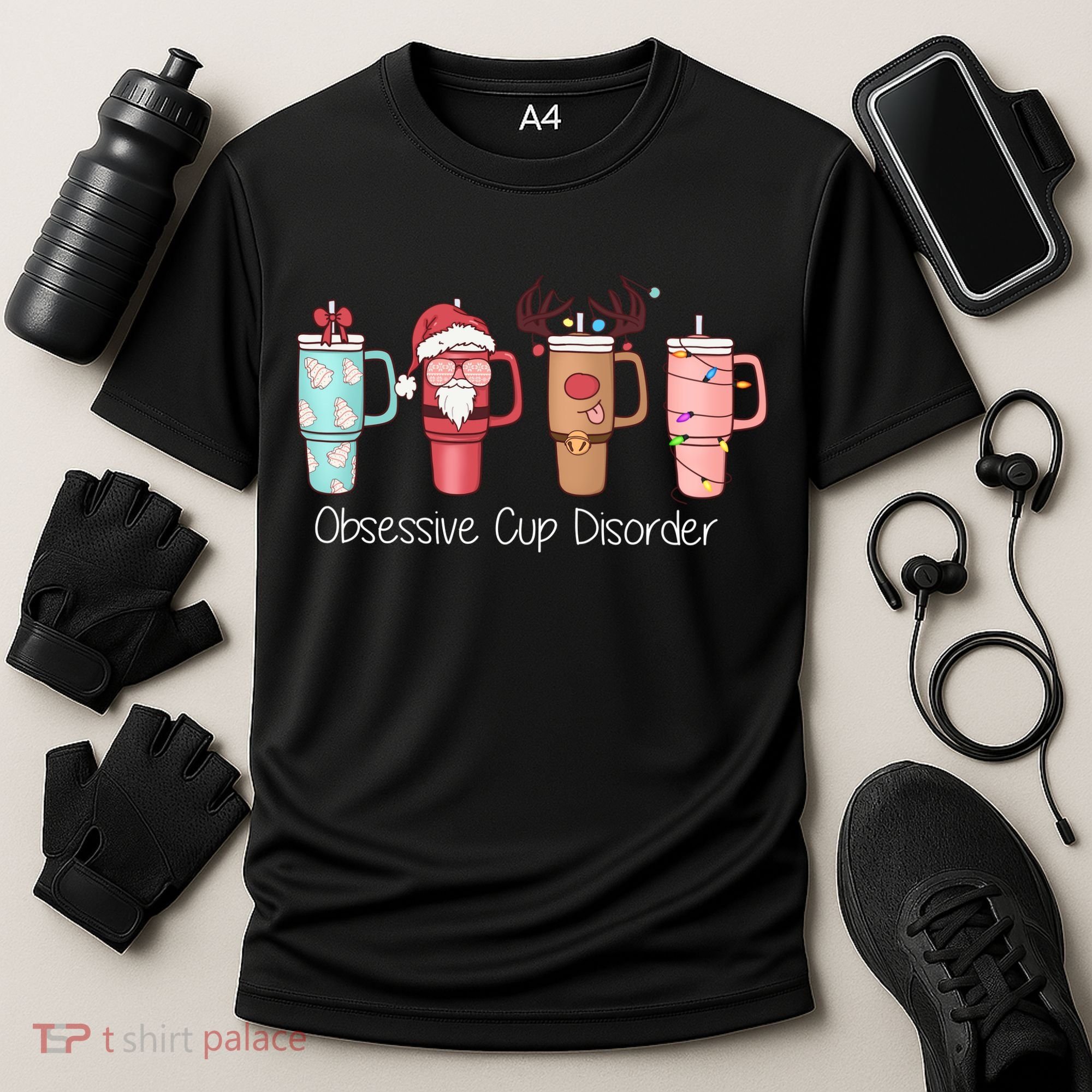 Obsessive Cup Disorder Cute Christmas Funny Cooling Performance Crew T-Shirt