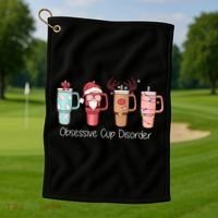 Obsessive Cup Disorder Cute Christmas Funny Golf Towel thumb 1