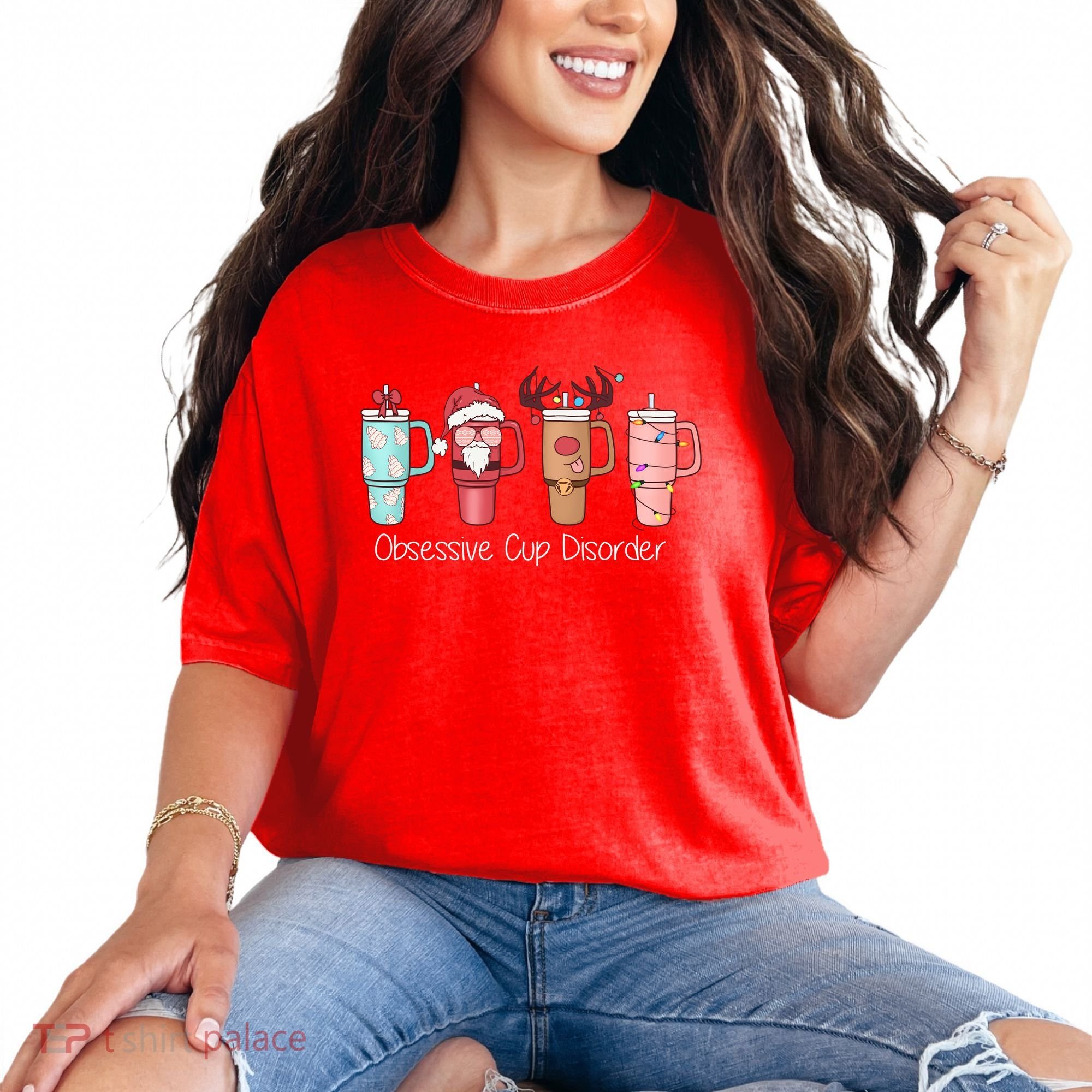 Obsessive Cup Disorder Cute Christmas Funny Comfort Colors T-Shirt