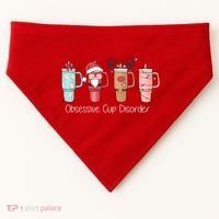 Obsessive Cup Disorder Cute Christmas Funny USA-Made Doggie Bandana thumb 0