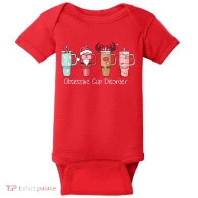 Obsessive Cup Disorder Cute Christmas Funny Baby Bodysuit