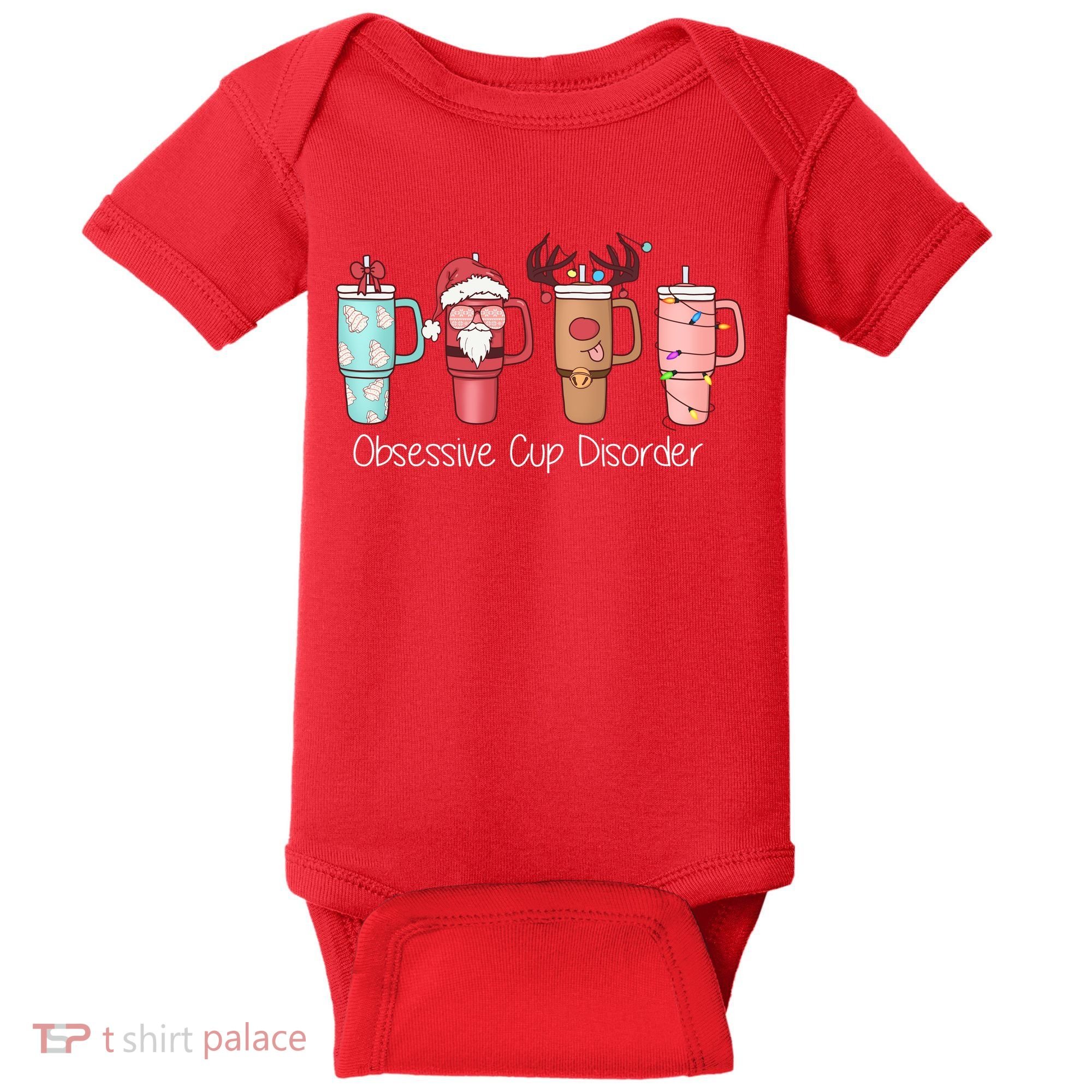 Obsessive Cup Disorder Cute Christmas Funny Baby Bodysuit