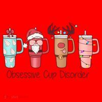 Obsessive Cup Disorder Cute Christmas Funny Santa Hat thumb 1