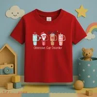 Obsessive Cup Disorder Cute Christmas Funny Toddler T-Shirt thumb 3