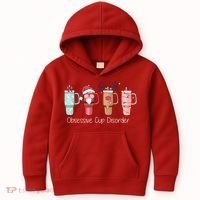 Obsessive Cup Disorder Cute Christmas Funny Kids Hoodie thumb 0