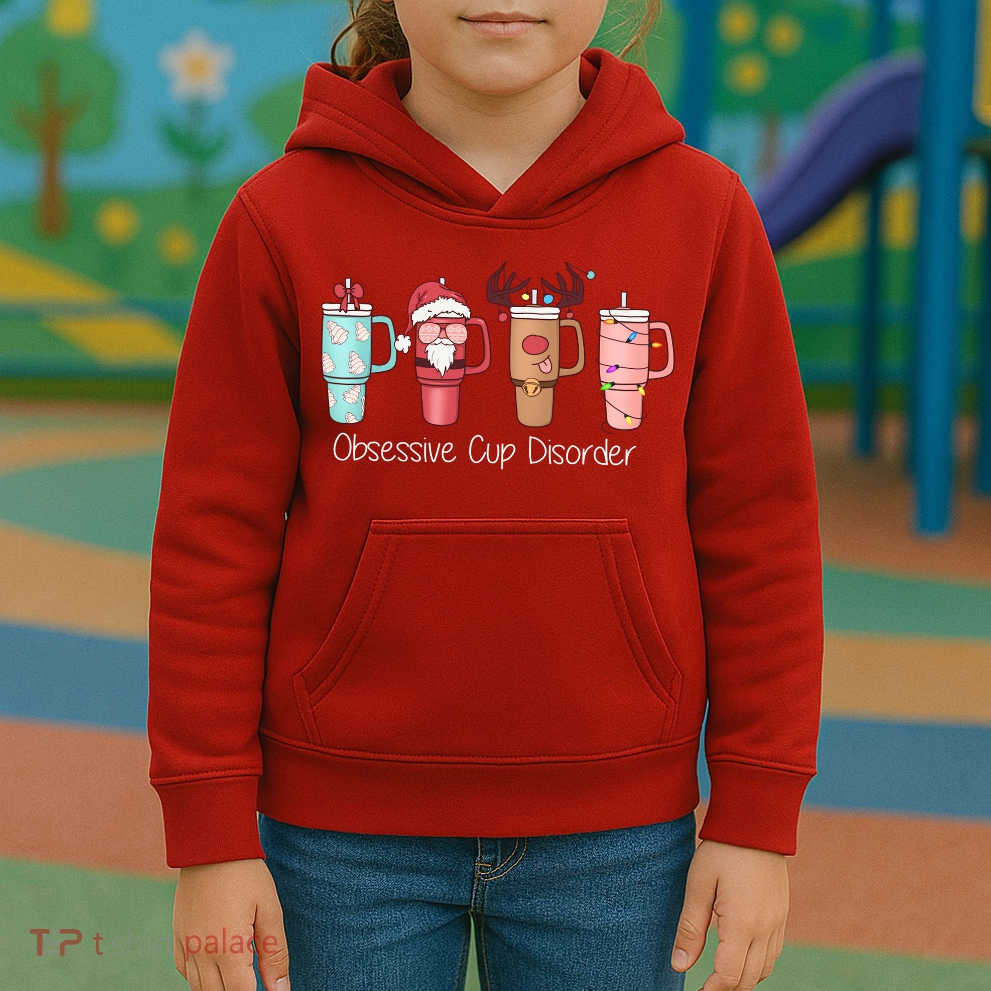 Obsessive Cup Disorder Cute Christmas Funny Kids Hoodie
