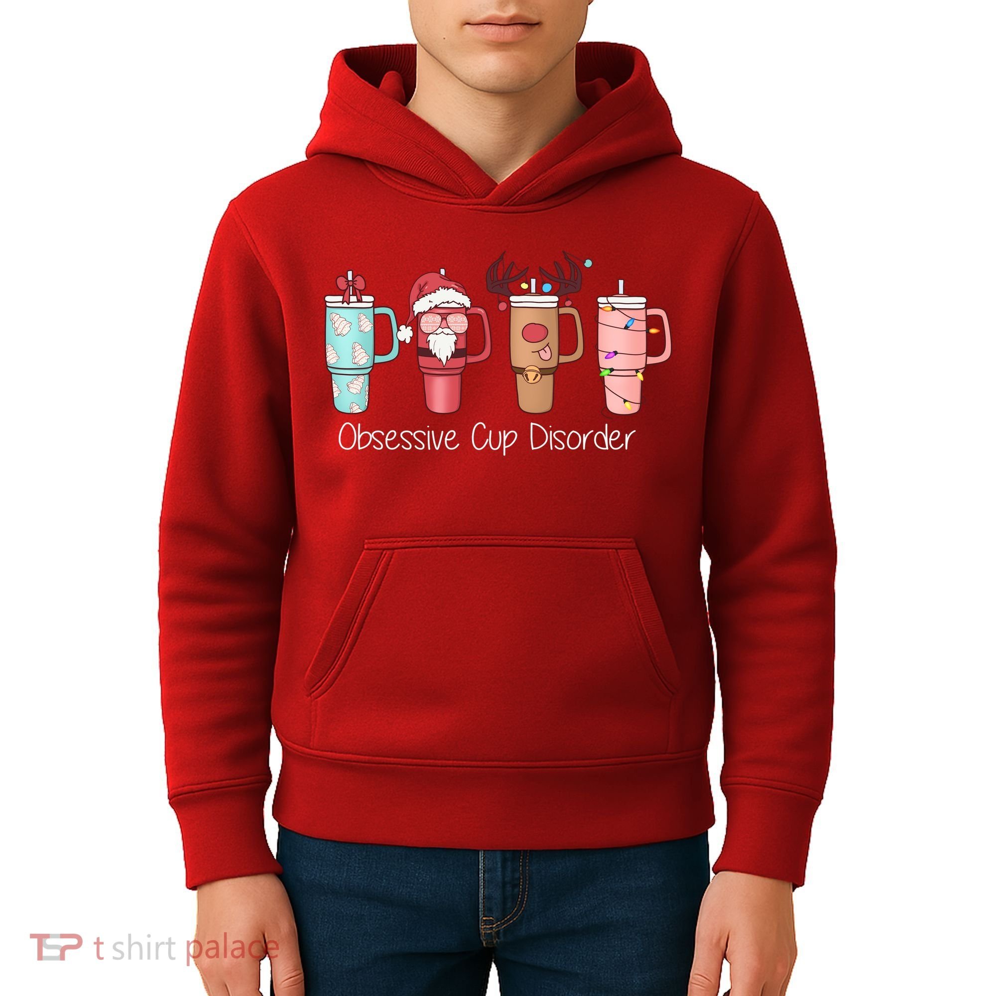 Obsessive Cup Disorder Cute Christmas Funny Kids Hoodie