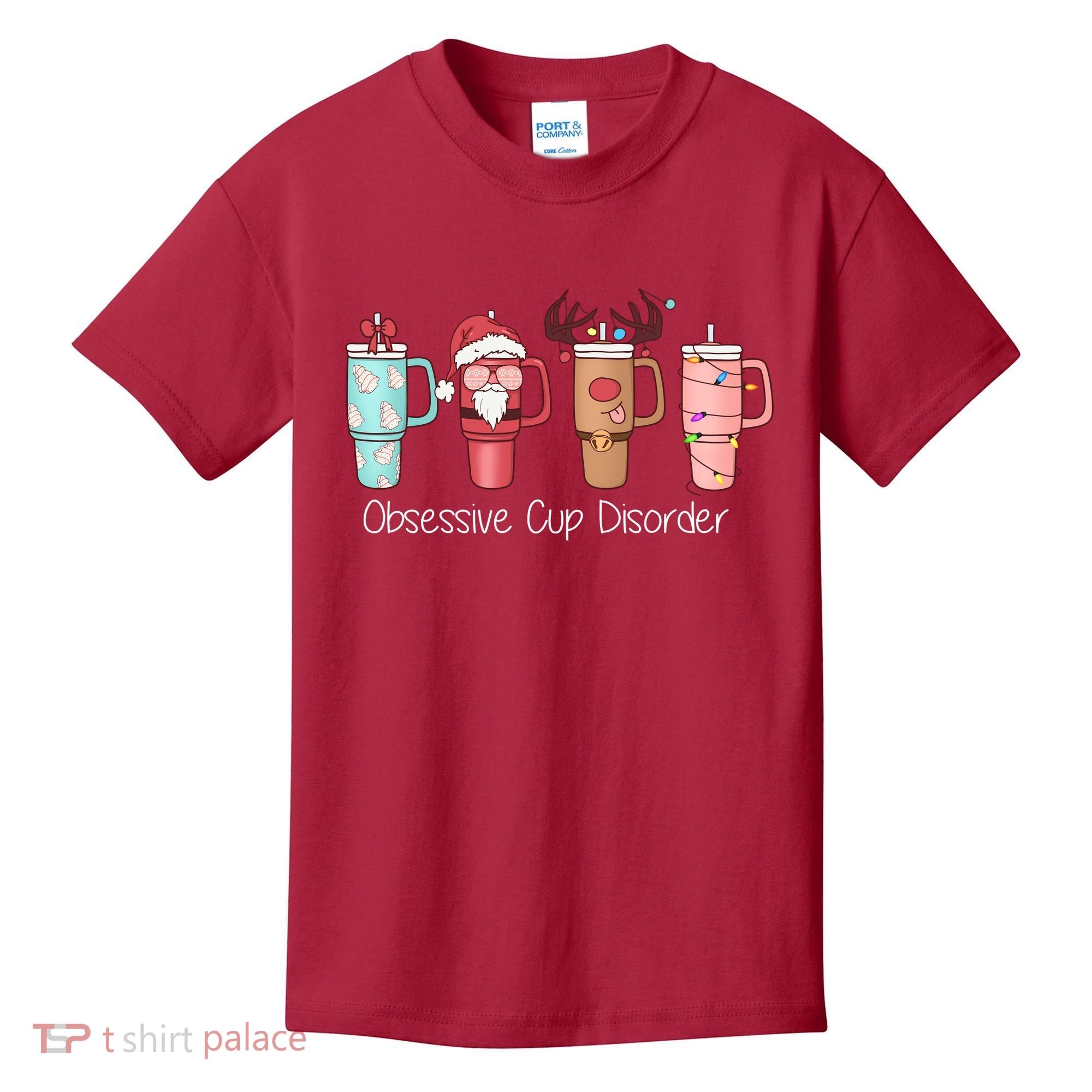 Obsessive Cup Disorder Cute Christmas Funny Kids T-Shirt