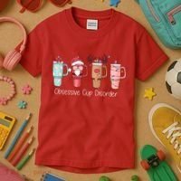Obsessive Cup Disorder Cute Christmas Funny Kids T-Shirt thumb 3