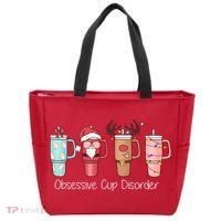 Obsessive Cup Disorder Cute Christmas Funny Tote Bag thumb 0