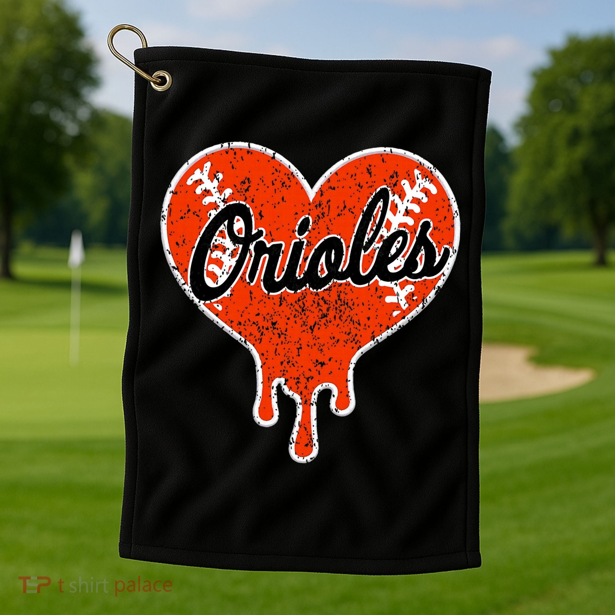 Oriole Cute Dripping Heart Golf Towel