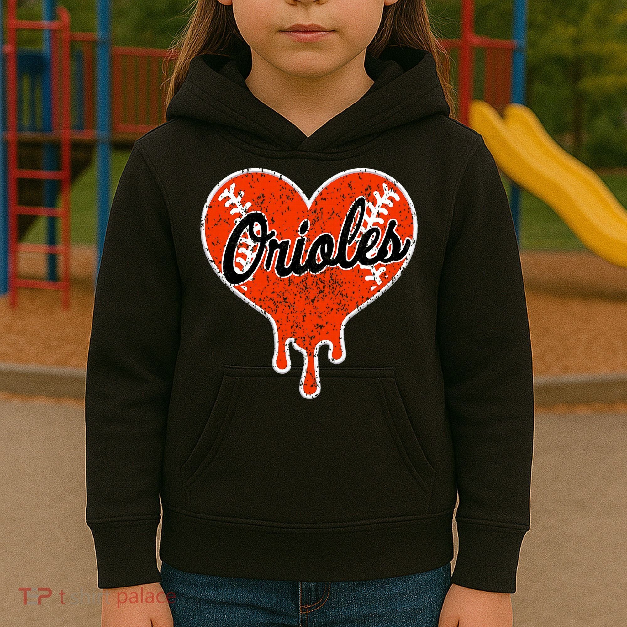 Oriole Cute Dripping Heart Kids Hoodie