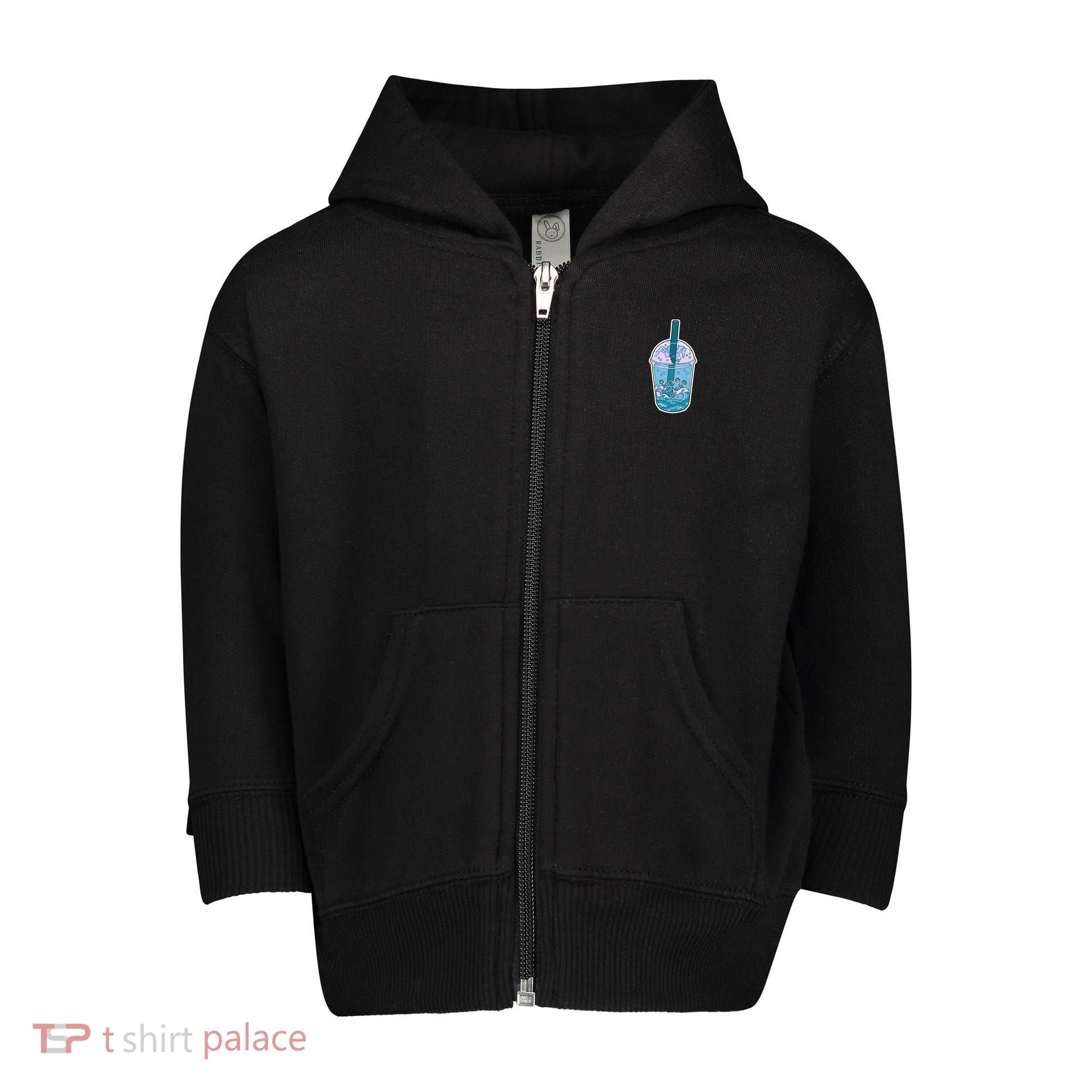 Ocean Waves Boba Tea Toddler Zip Fleece Hoodie
