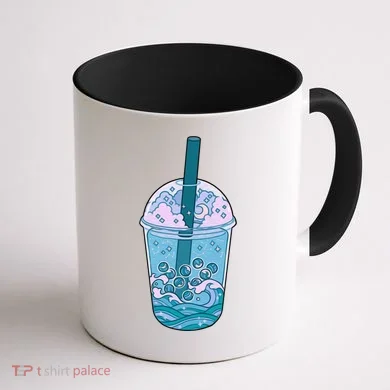 Ocean Waves Boba Tea Coffee Mug back