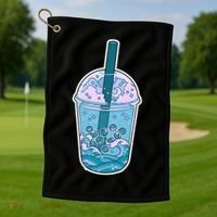 Ocean Waves Boba Tea Golf Towel thumb 1
