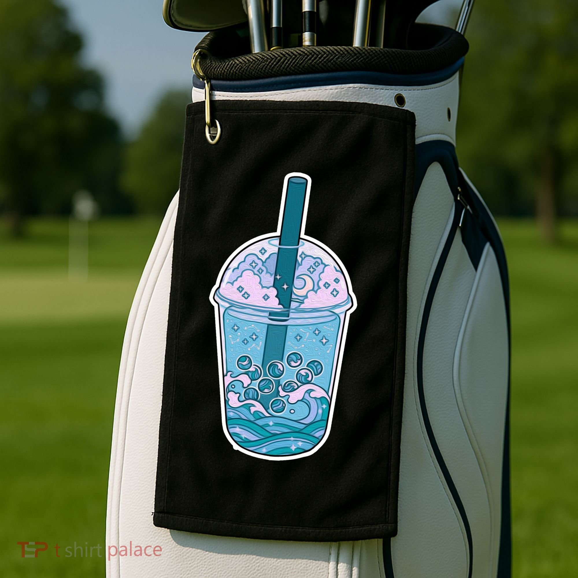Ocean Waves Boba Tea Golf Towel