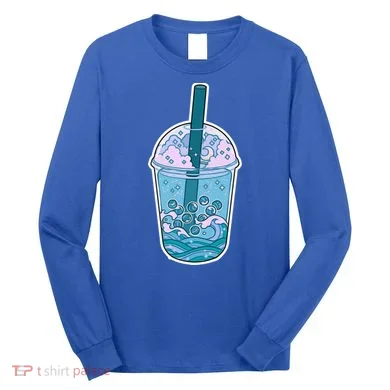 Ocean Waves Boba Tea Long Sleeve Shirt