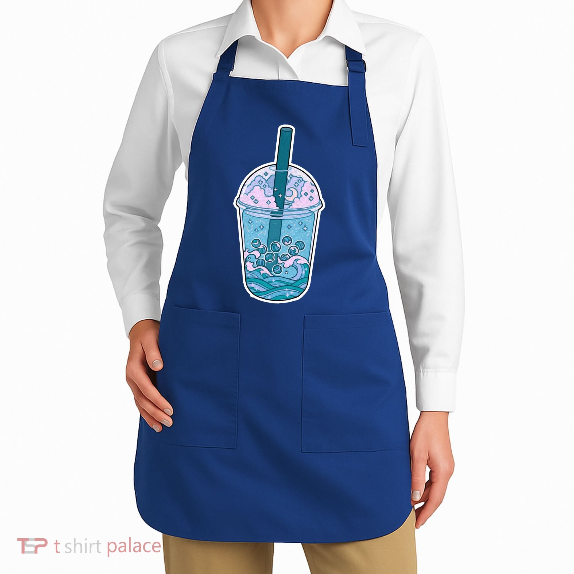 Ocean Waves Boba Tea Apron