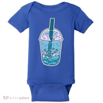 Ocean Waves Boba Tea Baby Bodysuit