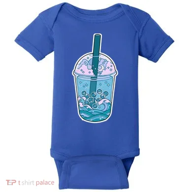 Ocean Waves Boba Tea Baby Bodysuit