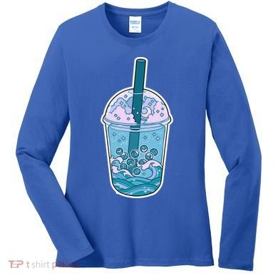 Ocean Waves Boba Tea Women's Long Sleeve Shirt
