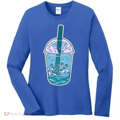 Ocean Waves Boba Tea Women's Long Sleeve Shirt