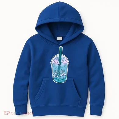Ocean Waves Boba Tea Kids Hoodie