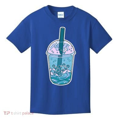 Ocean Waves Boba Tea Kids T-Shirt