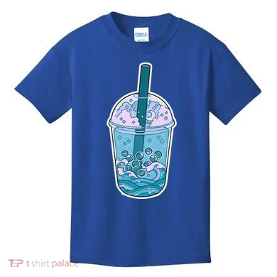Ocean Waves Boba Tea Kids T-Shirt