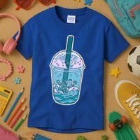 Ocean Waves Boba Tea Kids T-Shirt thumb 3