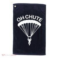 Oh Chute Funny Skydiving Gift For Skydiver Parachute Jumping Golf Towel thumb 0