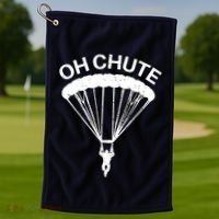 Oh Chute Funny Skydiving Gift For Skydiver Parachute Jumping Golf Towel thumb 1