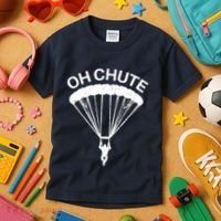 Oh Chute Funny Skydiving Gift For Skydiver Parachute Jumping Kids T-Shirt thumb 3