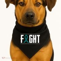 Ovarian Cancer Fight Cancer Ribbon Meaningful Gift USA-Made Doggie Bandana thumb 1