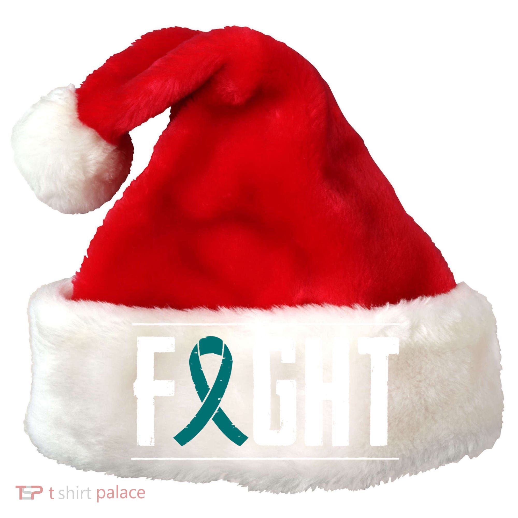 Ovarian Cancer Fight Cancer Ribbon Meaningful Gift Santa Hat