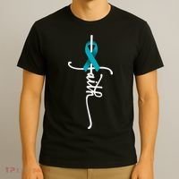 Ovarian Cancer Faith Ovarian Cancer Awareness Support T-Shirt thumb 3