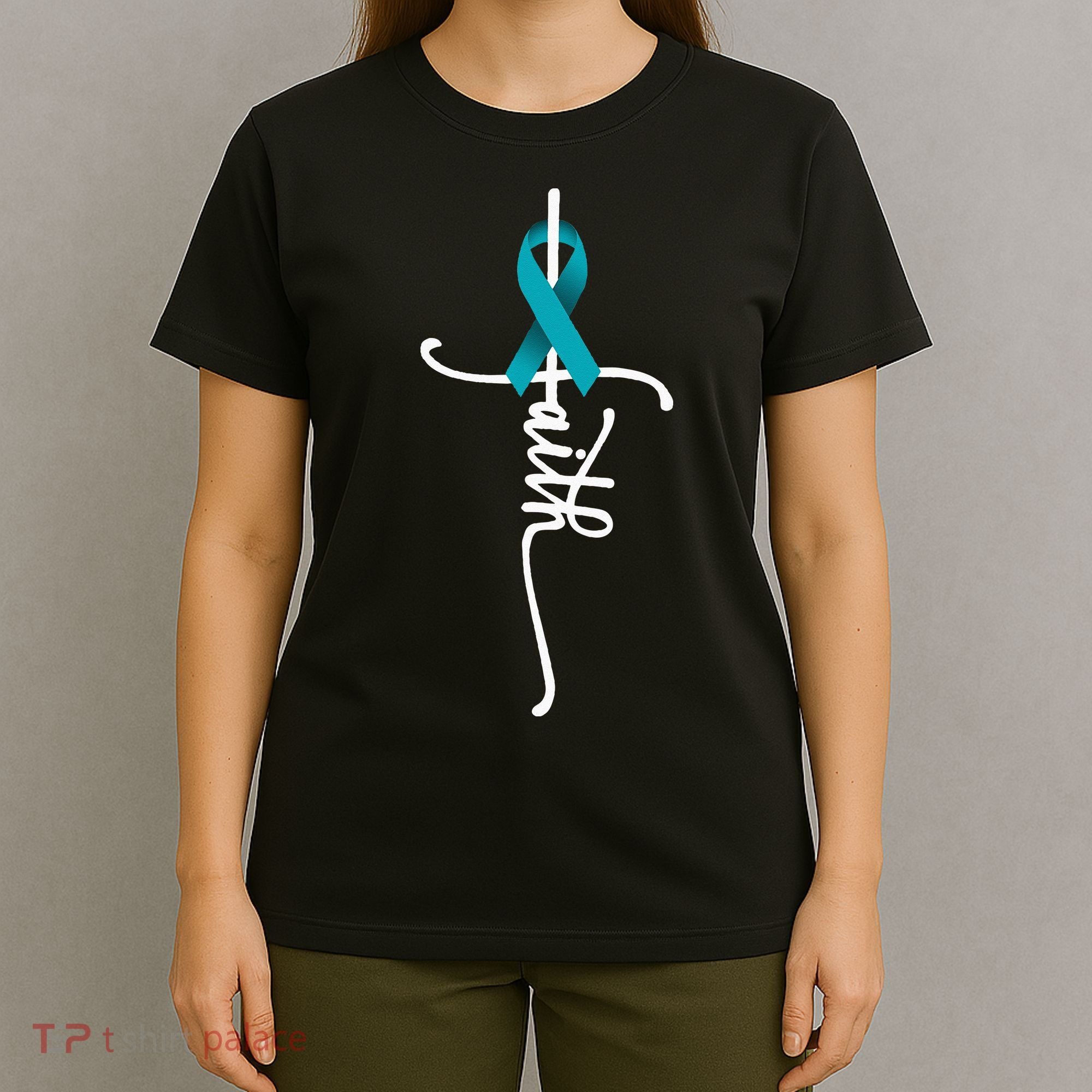 Ovarian Cancer Faith Ovarian Cancer Awareness Support T-Shirt