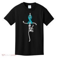 Ovarian Cancer Faith Ovarian Cancer Awareness Support Kids T-Shirt thumb 0